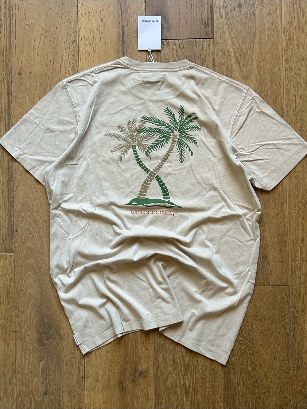 Banks Journal s Beige Palm Tree Graphic Print T-Shirt Beach